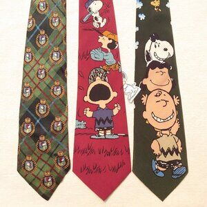 Peanuts Charlie Brown Snoopy Set Of 3 Men's Neckties Cartoon Tie Novelty (1 NWT)